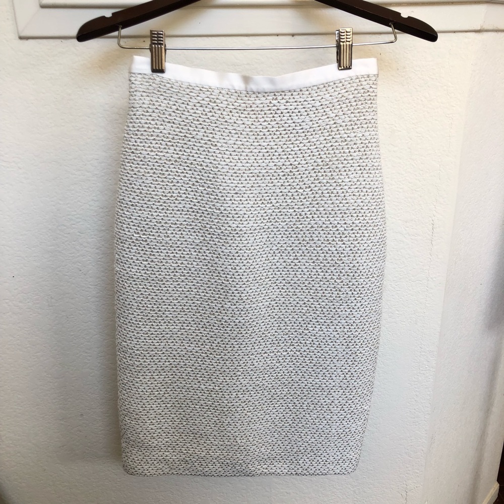 St John Cream Tweed Pencil Skirt Size 0